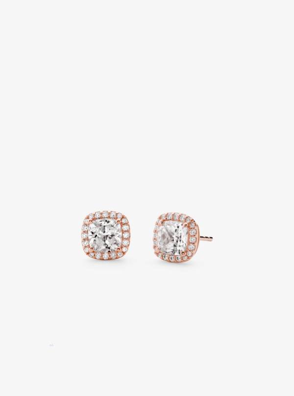 Damske Nausnice Michael Kors Precious Metal-Plated Sterling Silver Pavé Stud Ruzove Zlate - Šperky Michael Kors Nejlevnejsi | FZKVR-5173